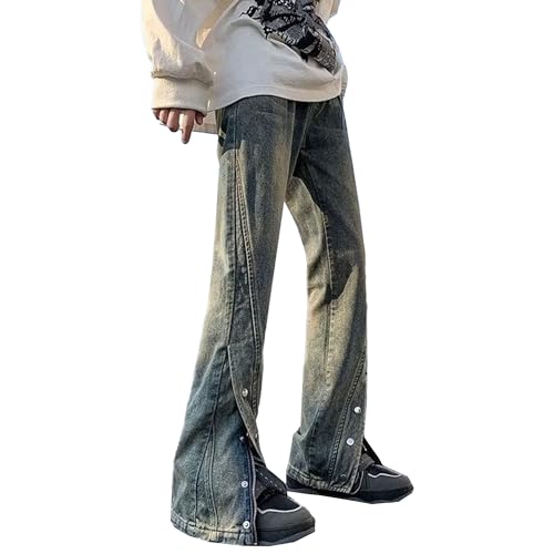 Maiyifu-GJ Men's Straight Leg Slim Fit Jeans Loose Hip Hop Denim Pants Baggy Retro Streetwear Jean Trousers (Blue,3X-Large)