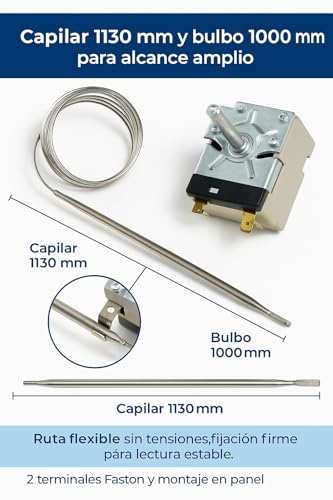 RECAMBIOS DREYMA ® Einstellbarer Thermostat für Elektroherd 2 Terminale FAGOR T150, EDESA und ASPES C.O. C08D000A1 und 81380716
