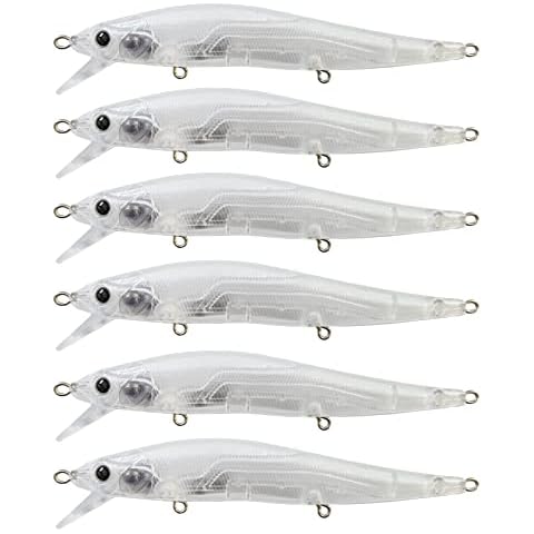 Fishing bait: 10 pieces - Blank unpainted transparent colored plastic hard bait 11g biomimetic hard bait DIY, very suitable for sea bass and trout (without 3D fish eyes, only transparent embryo) Cover