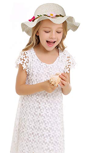 Bienvenu Sun Straw Hat Kids Girls Large Wide Brim Travel Beach Beanie Cap2