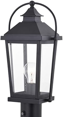 VAXCEL Lexington 1 Light Dusk to Dawn Black Outdoor Post Lamp Clear Glass