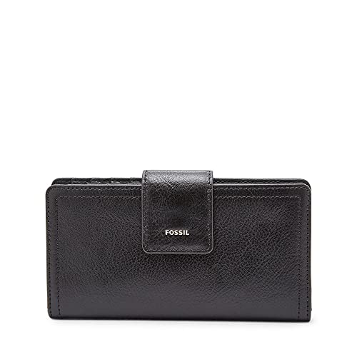 Fossil Brieftasche für Frauen Logan, Leder/Polyurethan Trim Tab Clutch schwarz 17,1 cm L x 1,9 cm B x 8,9 cm H SL7830001