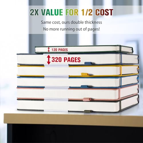 Image of 5 Pack Graph Paper Notebook Bulk, A5, 312 Numbered Pages Grid Journal Set | Cost-Effective 5 Pack 1600 Pages, 100gsm No Bleed Paper, Leather Hardcover, Lay-Flat, for Math, Engineering, Technical Notes