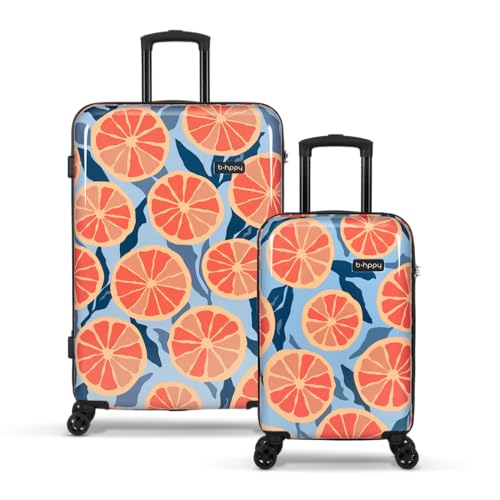 BHPPY Kofferset 2 teilig - Handgepäck Koffer - Reisekoffer Groß - Koffer Leicht - Hartschalenkoffer - 128 L - Zahlenschloss - Trolley - Grapefruit