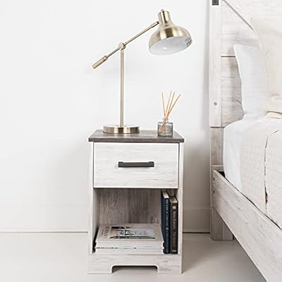 Signature Design by Ashley Shawburn Farmhouse 1 Drawer Night Stand, White & Gray 41kEBgpeq7L. SS400