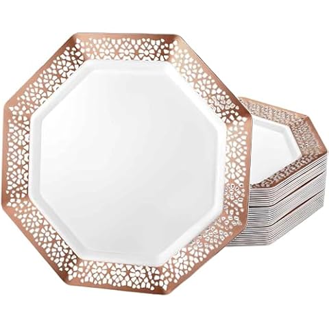 Lillian Collection Lacetagon Rose Gold Plates Cover