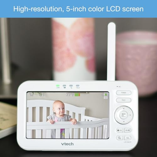 VTech Vm5251 5" LCD Video Baby Monitor with Camera and Audio, Night Vision, Two-Way Communication, 1000 Ft Range, 9 Sound Indicator, Soothing Sounds and Lullabies, No WiFi by VTech - Image 3