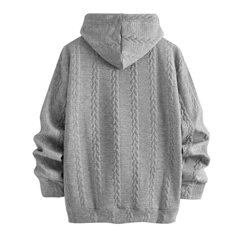 Mens Hoodies Pullover Cotton Jacquard Knit Sweatshirts Fall Winter Hooded Neck Drawstring Tops Warm Sweatshirts2