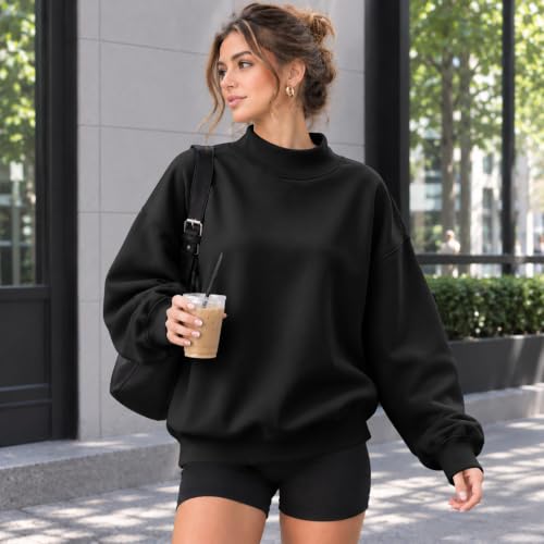 Oversized Mock Neck Sweatshirt Women Casual 2026 Winter Sweat Shirts - image 4