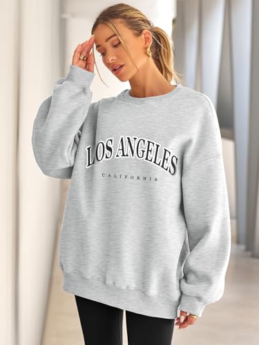 Efan Sweatshirts Hoodies For Women Oversized Sweaters Fall Outfits Clothes 2024 Crew Neck Pullover Tops Loose Winter Fashion La Grey M thumb #2