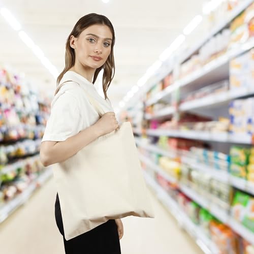 Economical-Cotton-Canvas-Tote-Bags-in-Bulk-Lightweight-Reusable-Grocery-Bags-Ideal-for-DIY-Promotion-Gifts-and-Events