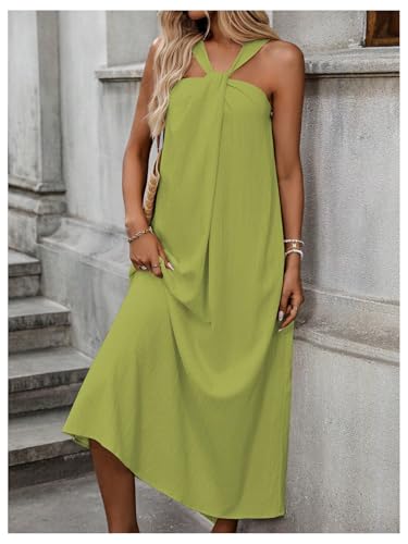 Image of Milumia Women's Twist Knot Sleeveless Dress Summer Vacation Flared Maxi Dresses