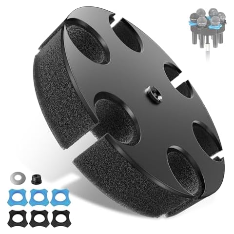 Multi Microphone Holder, Aluminum Multi Mic Holder Holds Up to 6 Mics, Wired and Wireless Mic Holder for Stand, Tray for Organizer & Display, w/ 3/8"-16 Threaded Adapter Cover