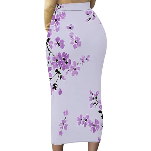 Women's High Waist Floral Print Slim Bodycon Skirt Party Club Night Out Maxi Long Pencil Skirts for Business Casual3