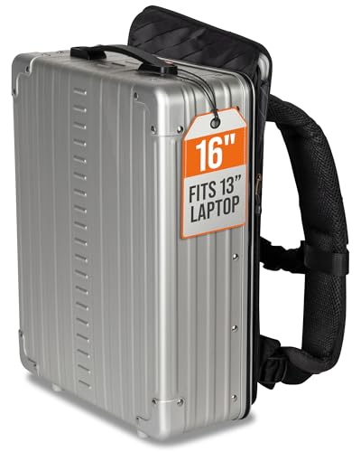 Outdoor Rucksack/Backpack in Silber/Platin. Bequemer & Stabiler Alu Koffer für z.B. Wildkamera, Fotoausrüstung oder Laptop. Ideal auch als Arbeitsrucksack für Handwerker oder als Schulrucksack.