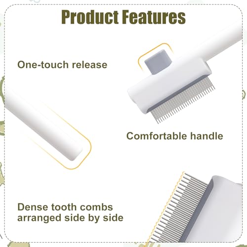 Pente Removedor de Pelos, Escova para Gato com Botão de Liberação Escova Autolimpante Higiene Queda