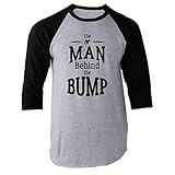 Pop Threads The Man Behind The Bump Gift for Dad Black 2XL Raglan Baseball Tee Shirt