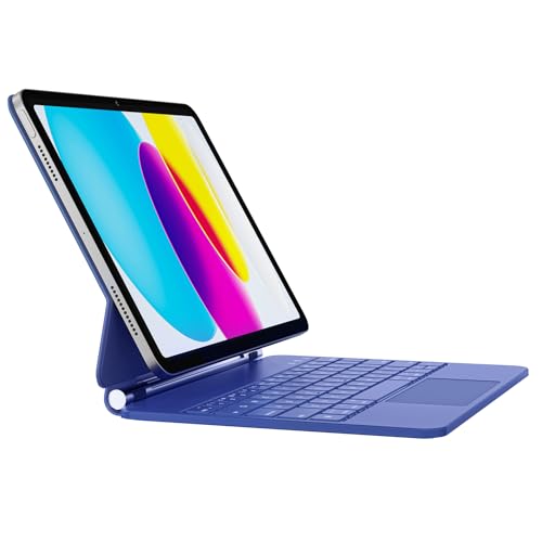RAYMCRAFT for iPad 11th(A16, 2025)/10th Generation Case with Keyboard, Magic Keyboard 2022, 11- Color Backlight, Stainproof Surface, Smart Trackpad, Blue