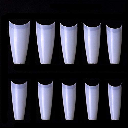 500pcs Coffin Shaped false nails Half cover Ballerina Acrylic Fake Nail French Nail tips for Nail salon DIY nail art (Natural)