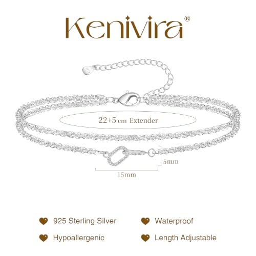 Image of Kenivira Sterling Silver Ankle Bracelets for Women,Gold Dainty Layered Waterproof Anklet for Women, Anklet Set Stackable Beach Gift Adjustable Size