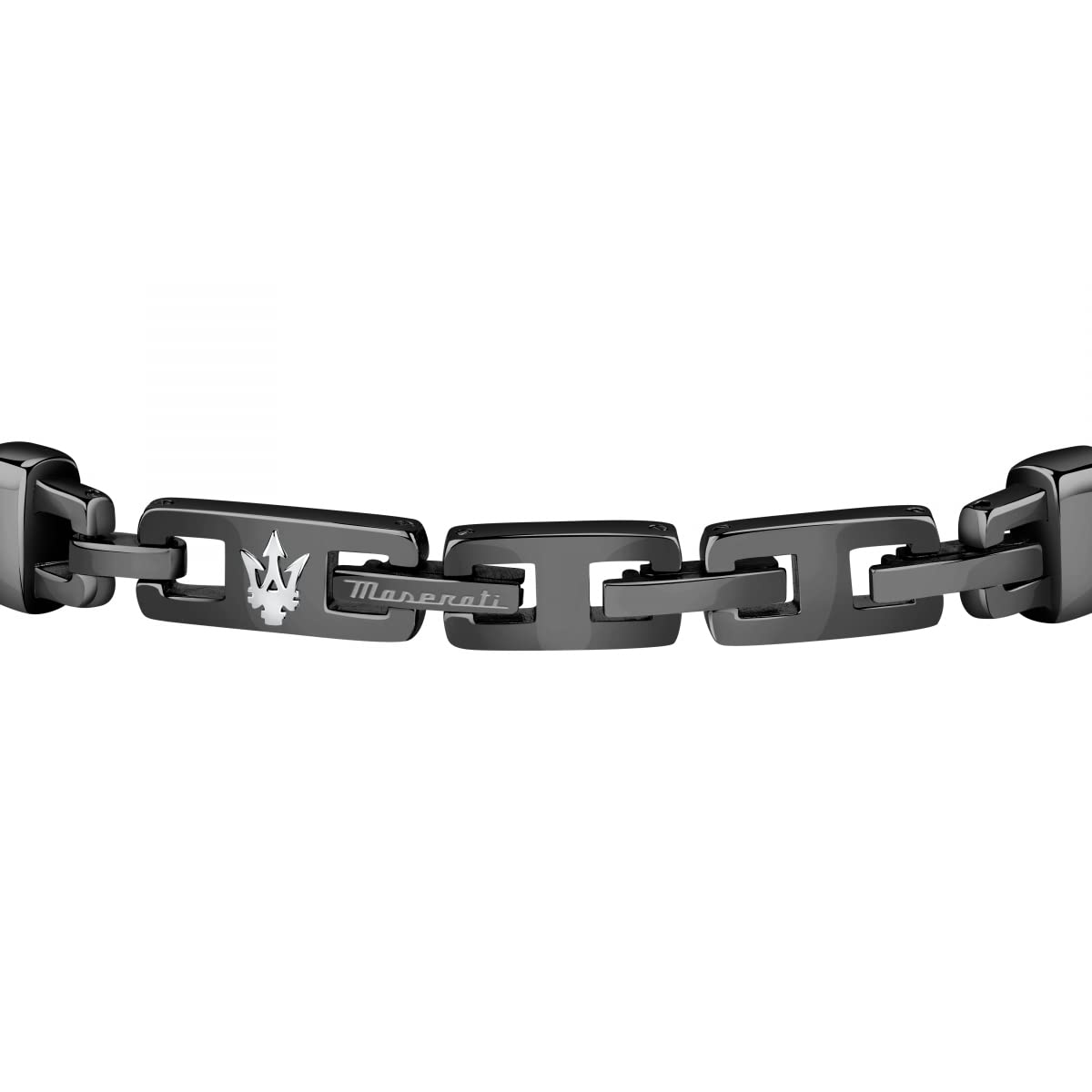 Maserati Jewels Bracciale Uomo in Acciaio,pelle riciclata,IP nero - JM222AVE02
