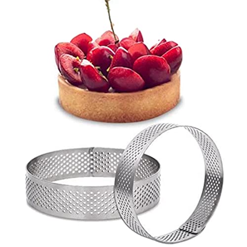 Hausdec 12 Pack Stainless Steel Tart Rings,Perforated Cake Mousse Ring,Cake Ring Mold,Round Cake 6cm - Image 3