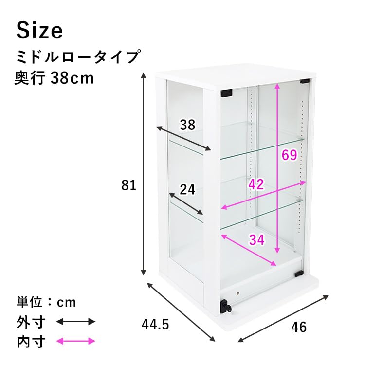 Amazon.co.jp: 地球家具 コレクションケース DIO 本体 側面ガラス 幅