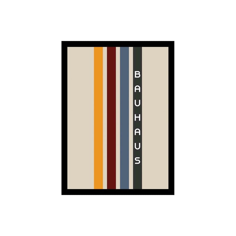 Image of BLINKART Vintage Bauhaus Retro Geometric Aesthetic Poster Gallery | Colorful Wrap Framed For Home Office Studio Living Room Modern Art Studio Decoration Abstract Shapes | (d153) | 13x10 Inch