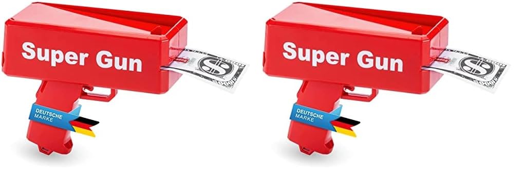 GOODS+GADGETS Super Money Gun Toy Money Gun Party Revolver Shoots Fake Dollar Banknotes for Supreme Fun (Pack of 2)