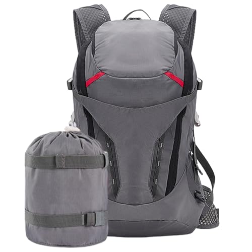 Mochila de senderismo para hombre, mochila de senderismo impermeable | 28 LHiking Backpack , mochilas, plegables, ligeras para playa, senderismo, camping, rand, Gris, Se référer au descriptif