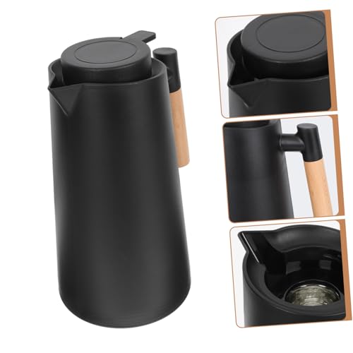 Jarra de café aislada de 1l con interior de vidrio y mango de madera negro 6