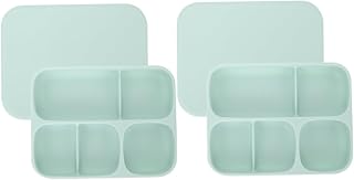 BESTOYARD Placa De Compartimento Com Tampa 2 Peças Placa De Comida Dividida Placa De Jantar Dividida Placas De Sucção Para Bebê Restaurante Café Da Manhã Sílica Gel Lanche Criança
