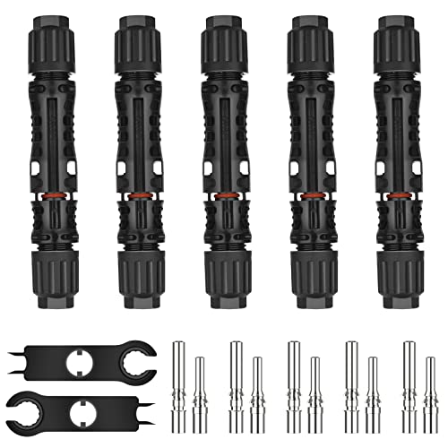 Yemetey PV Solarpanel-Stecker,5 Paare solarkabel 6 mm² mit 2 Schraubenschlüsseln, IP68 Wasserdicht Solarpanel-Kabelverbinder Photovoltaik-Steckverbinder Cover