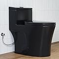 HOROW T0338WB Elongated One Piece Toilet 10" Rough-in, Matte Black Toilet with Comfortable 17.3" ADA Chair Height Seat, Powerful Dual Flush Modern Toilet for Bathroom, Standard Toilet Bowl