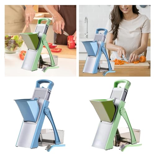 Image of ATORSE Vegetable Chopper Adjustable Slices Potatoes Slicer for Cheese Potato Garlic Blue