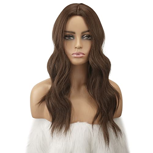 FESHFEN-Lange-Lockige-Braun-Perucke-60-cm-Mittelscheitel-Frauen-Perucken-Naturlich-synthetische-Perucken-Damen-Locken-Wavy-Wig-fur-Party-Taglich-Long-Wavy-Wig | Dealmeister.io Alt tag für bilder post titel