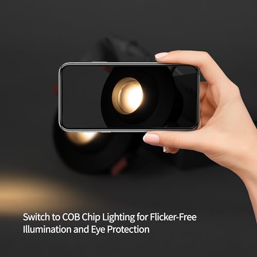 Image of Aisilan 4 Pack 3 Inch LED Recessed Lighting 7W Gimbal Black Eyeball Can Lights with Junction Box 20-60 Zoomable Down Light OB CRI 97, for Living Room Corridor