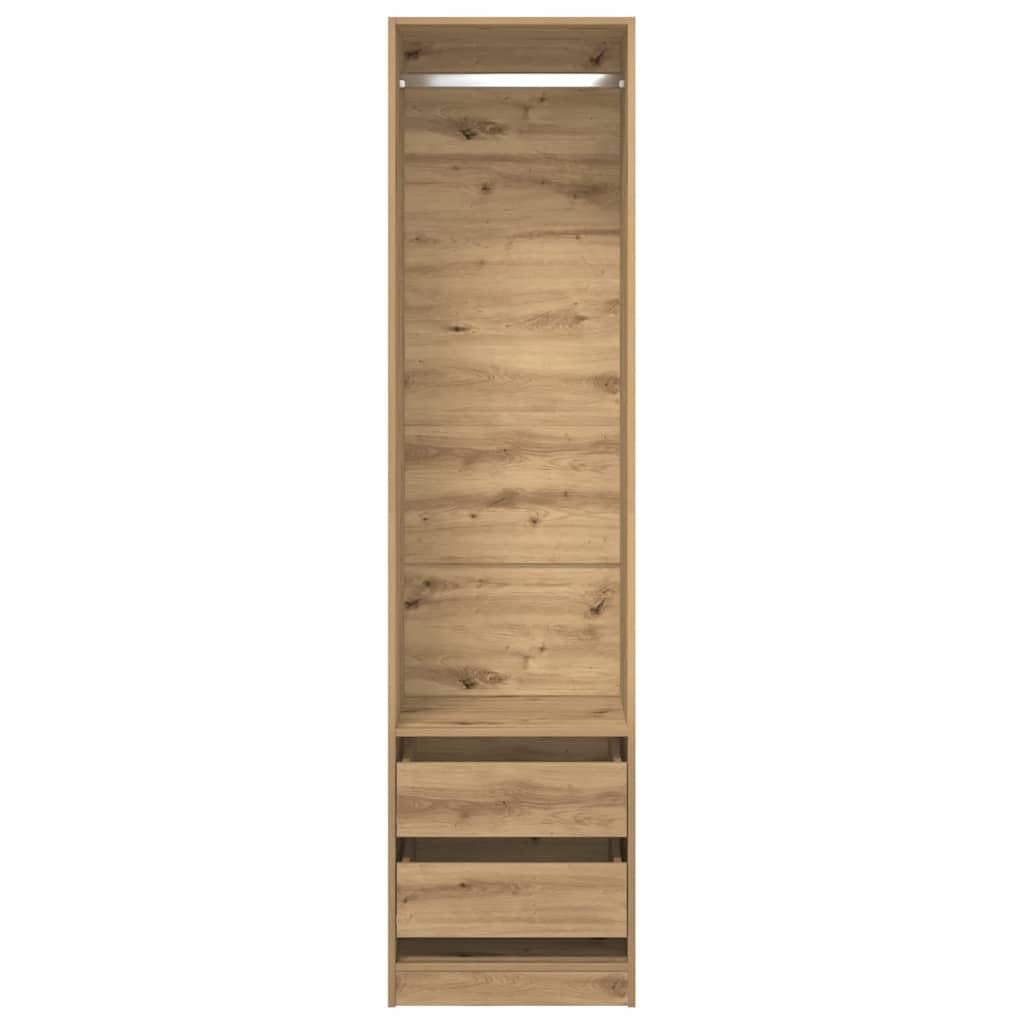 Szafa na ubrania z dębu Artisan 50 x 50 x 200 cm, materiał drewnopochodny z drzwiami przesuwnymi i wkładanymi półkami do sypialni, korytarza, pokoju dziecięcego, organizer uniwersalny