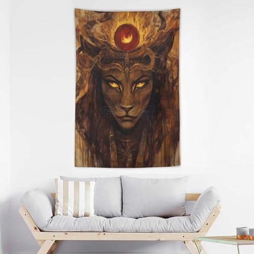 Ancient Egyptian Mythology Art Tapestry Sekhmet Lioness Goddess Print On Tapestry Scroll Wall Art Picture Family Home Decor Bedroom Decorative Tapestries - Image 4
