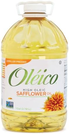 Oleico - High Oleic, Non GMO Certified, Kosher Verified, Expeller Pressed, High Heat Stable Safflower Oil, Bottle of 128 fl oz