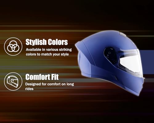 Image of Vega Ranger Full Face Riding Helmet with Lightweight Shell, Comfortable Liner, Shock-Absorbing Interior, Ventilated Design, Aerodynamic Build, and Modern Dull Blue Styling Dull Blue M