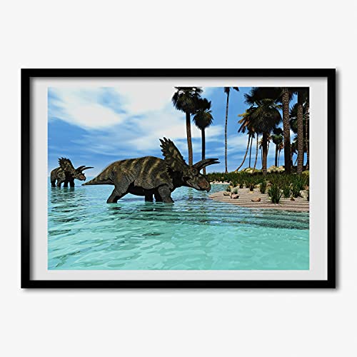 Cadre photo dinosaures 70x50 cm Tulup en bois MDF pour affiche