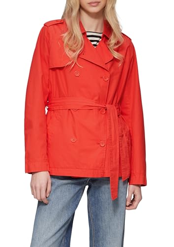 QS Trench court pour femme avec ceinture – Élégant pour la transition et la ville, rouge, XL