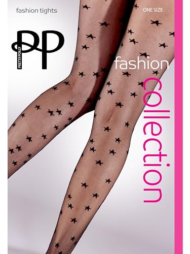 Women's All Over Star Tights -delicate star design for a unique look, Black (Black), One Size4