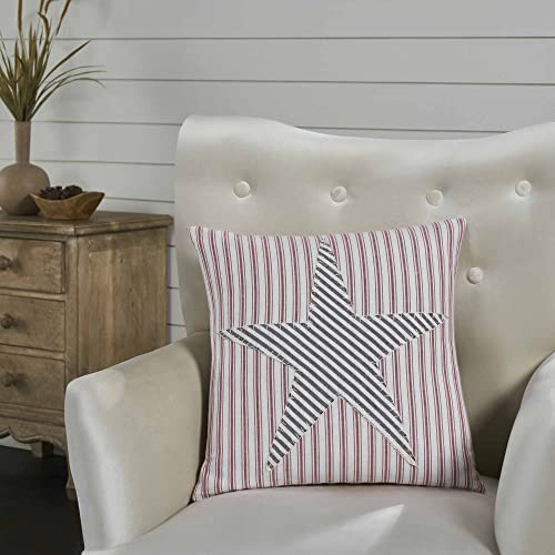 Zeitloser roter Kissenbezug mit blauem tickendem Stern, Country Farmhouse Patriotic Americana Dekor, 45,7 cm lang x 45,7 cm breit Cover