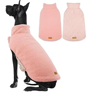 Kuoser Reversible Dog Coat – Warm Fleece & Quilted Waterproof Dog Jacket, Double-Sided Cold Weather Dogs Winter Coat with Harness Hole, Windproof Pet Snow Vest for Small Medium Large Dogs, P