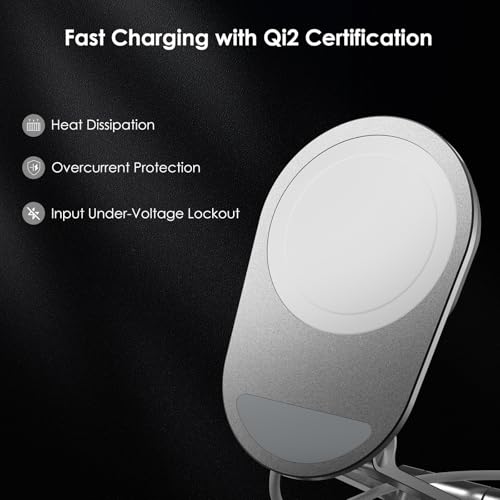 Minthouz Magnetic Wireless Charger for iPhone, 15W Fast Mag-Safe Charger Stand, Compatible with iPhone 16, 15, 14, 13, 12 Pro, AirPods Pro/4/3/2, Apple Magnet Wireless Charging Station — view 2