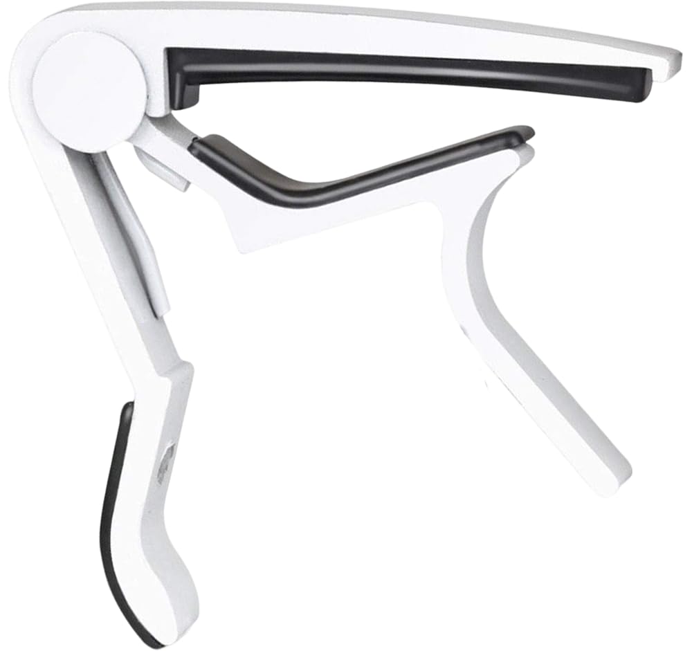 Guitar Capo with 5 Picks - Quick Release Capotastos Capo Clamp for Classical, Electric, Ukulele, Bass, White