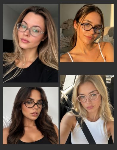 Image of Slocyclub Oval Blue Light Blocking Glasses for Women Men Retro Eyeglasses | Filters harmful blue light, reduces eye strain, Vintage oval frame, Lightweight for daily wear