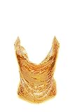 Women's Metal Mesh Top Sexy Shiny Party Nightclub Wedding Prom Tops (Gold)